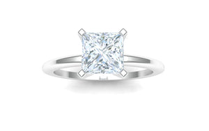 Cody Manuel 14 karat white gold solitaire engagement ring with GIA certified 0.90 carat Princess Cut center stone - size 8